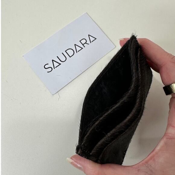 NWOT Saudara Dark Brown Mohair Coco Card Wallet - Picture 6 of 10